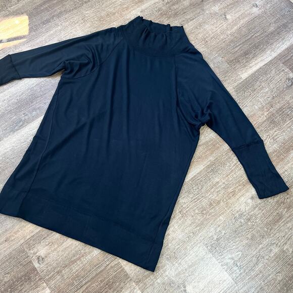 NWT Splendid Supersoft Mock Neck Dress Sweater Dress long sleeve knit Black - Picture 3 of 5